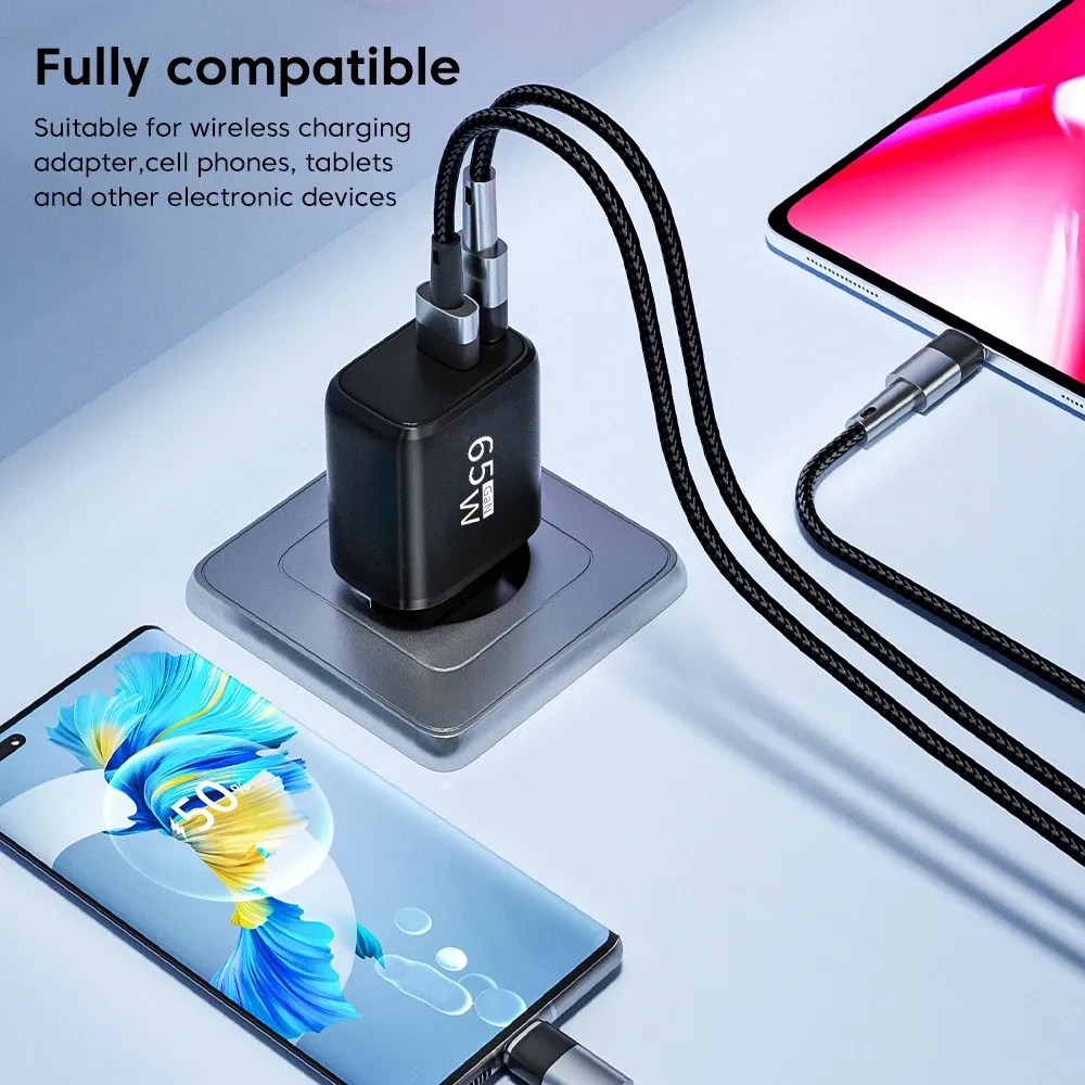 Chargeur USB 65W GaN Type C, détails des finitions