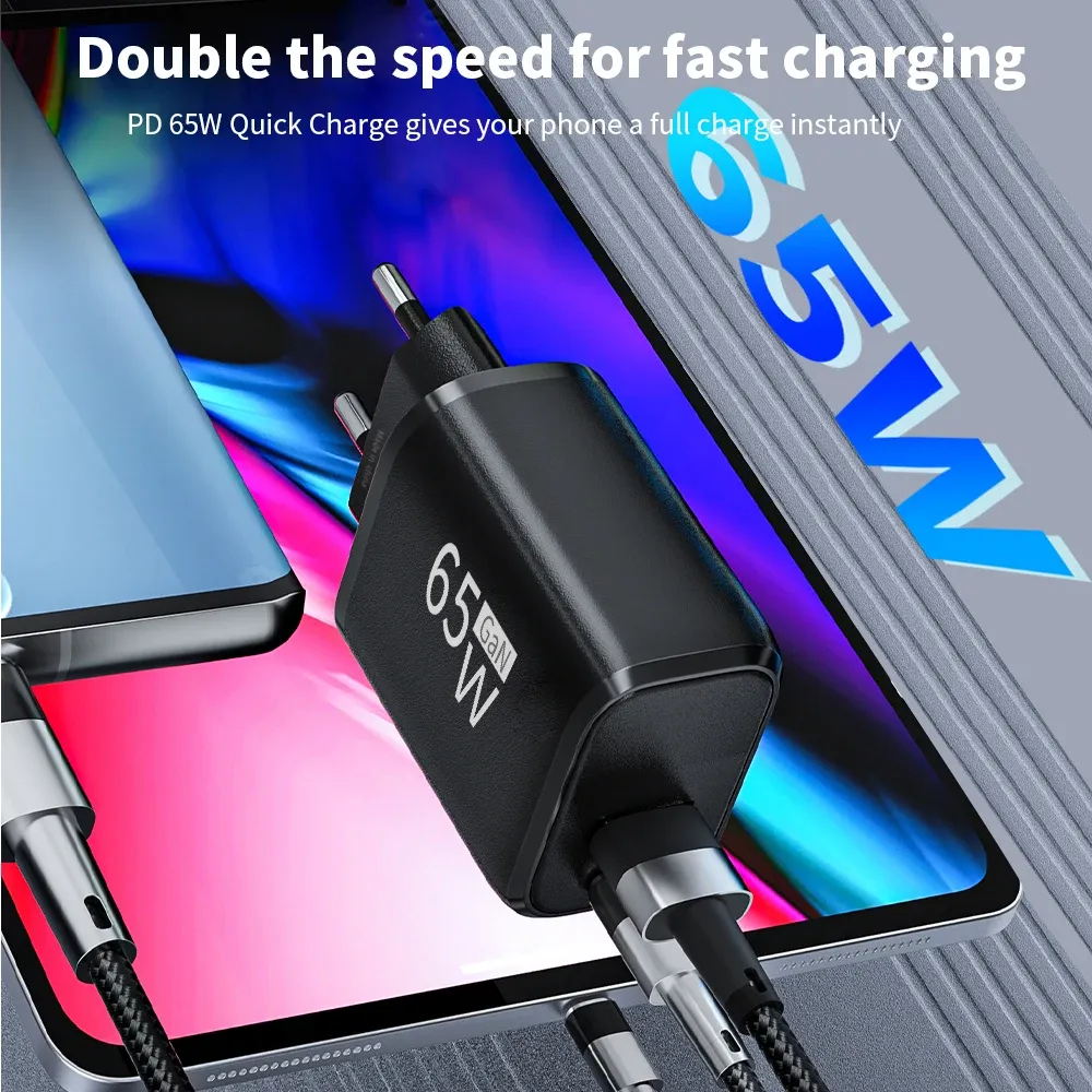 Chargeur USB 65W GaN Type C, en situation