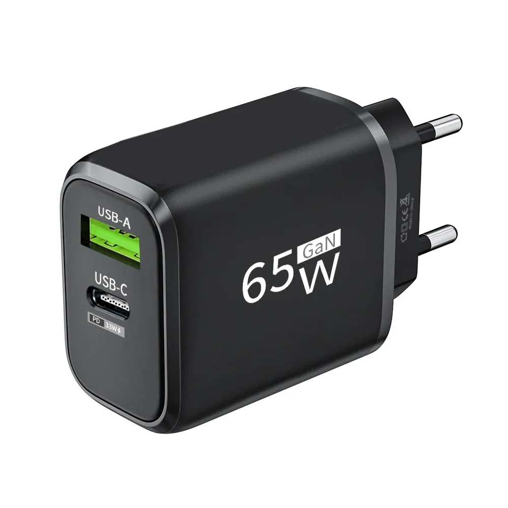 Chargeur USB-C GaN 65 W à charge rapide, adaptateur secteur PD 3.0 10