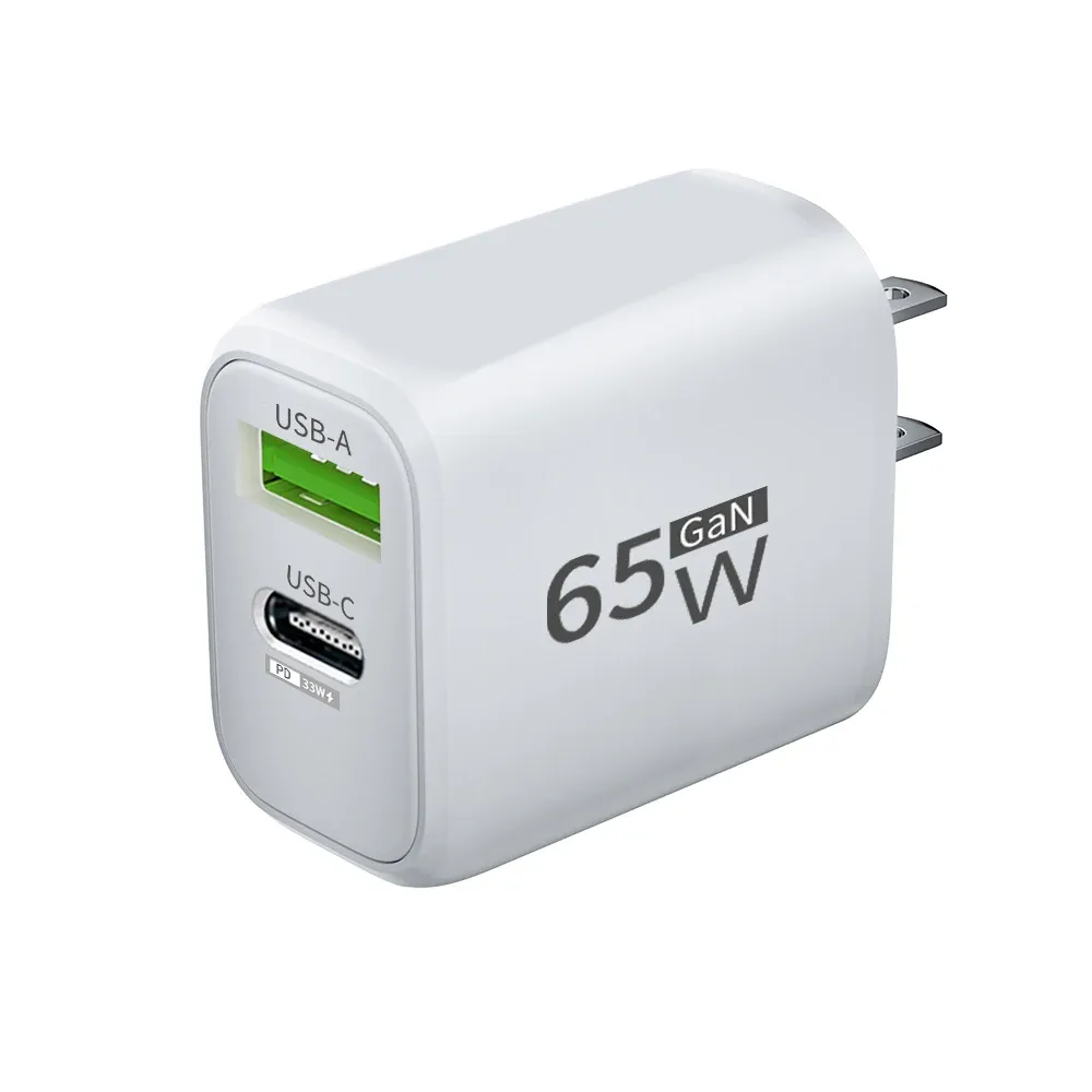 Chargeur USB-C GaN 65 W à charge rapide, adaptateur secteur PD 3.0 7