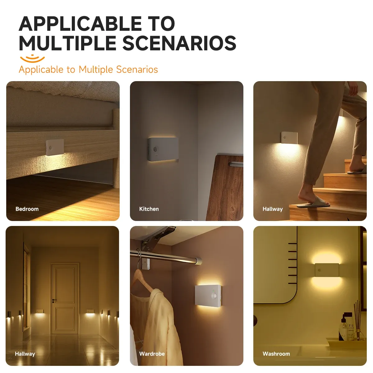 Veilleuse LED à détecteur de mouvement, lumière d'ambiance rechargeable à intensité variable avec fixation magnétique, idéale pour armoire, salon, couloir et escalier 5