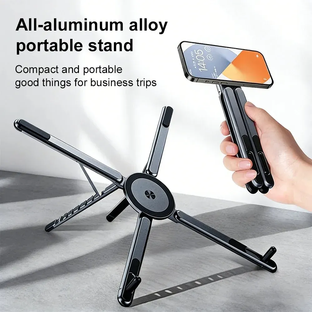 Support magnétique 3 en 1 pour téléphone, avec perche à selfie et trépied pliable, compatible iPhone, iPad, tablette et ordinateur portable 3