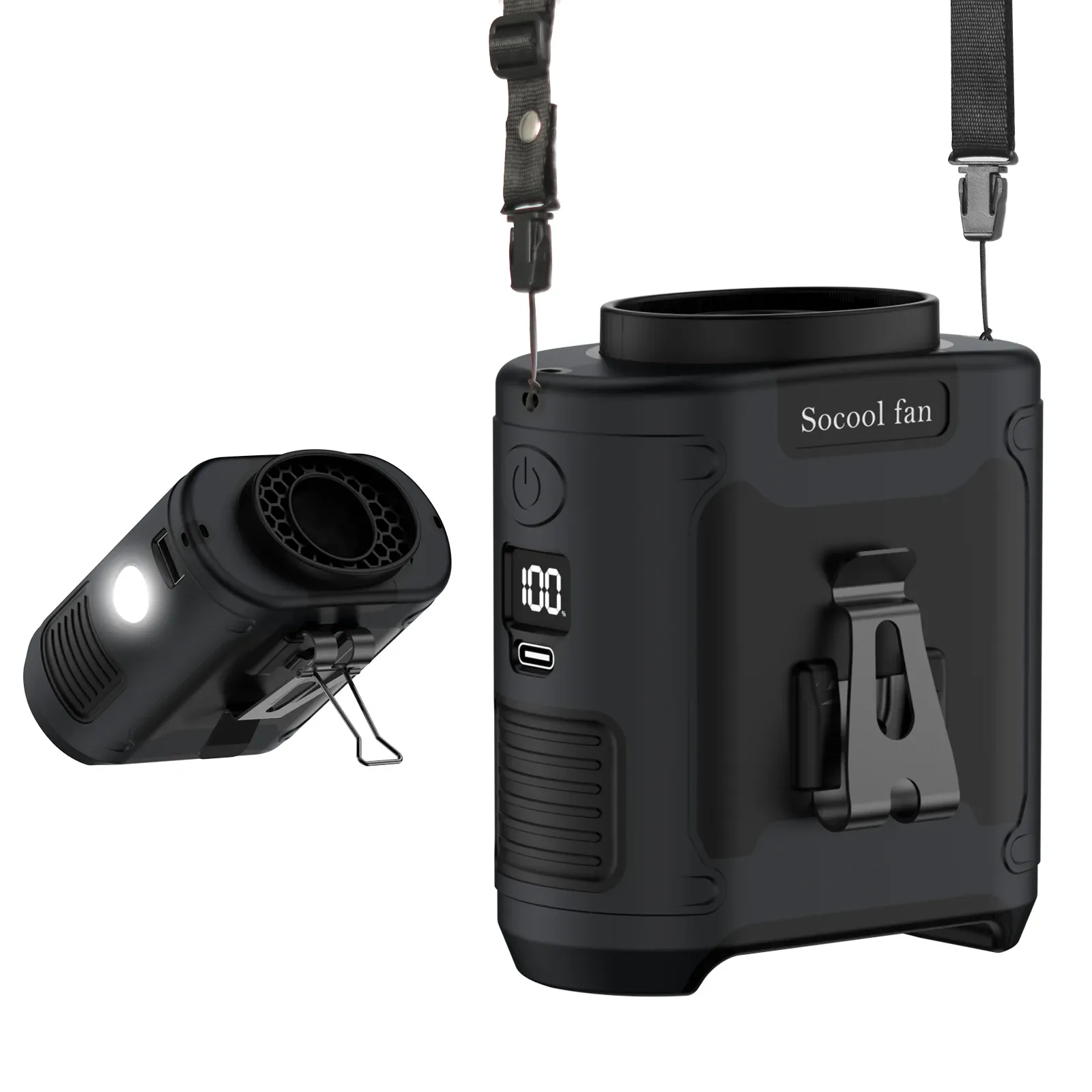 Ventilateur Portable Socool 10000 mAh, Puissant, avec Batterie Externe, Éclairage LED et Support Cou pour Usage en Extérieur 7