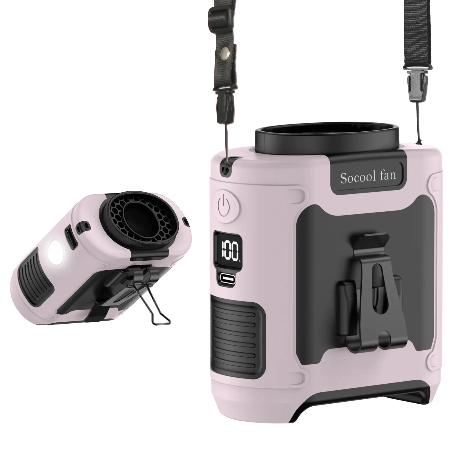Ventilateur Portable Socool 10000 mAh, Puissant, avec Batterie Externe, Éclairage LED et Support Cou pour Usage en Extérieur 9