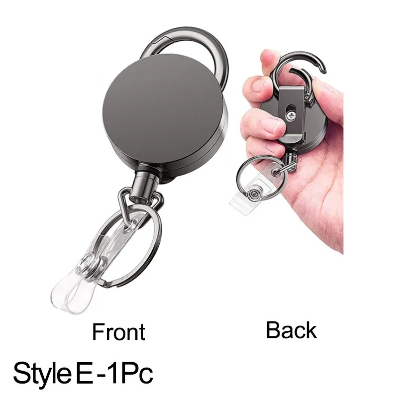 Porte-badge rétractable en métal avec mousqueton et clip de ceinture 10