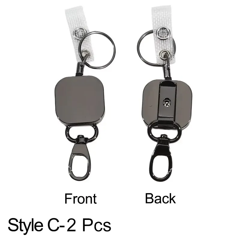 Porte-badge rétractable en métal avec mousqueton et clip de ceinture 14