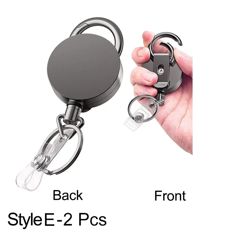 Porte-badge rétractable en métal avec mousqueton et clip de ceinture 15