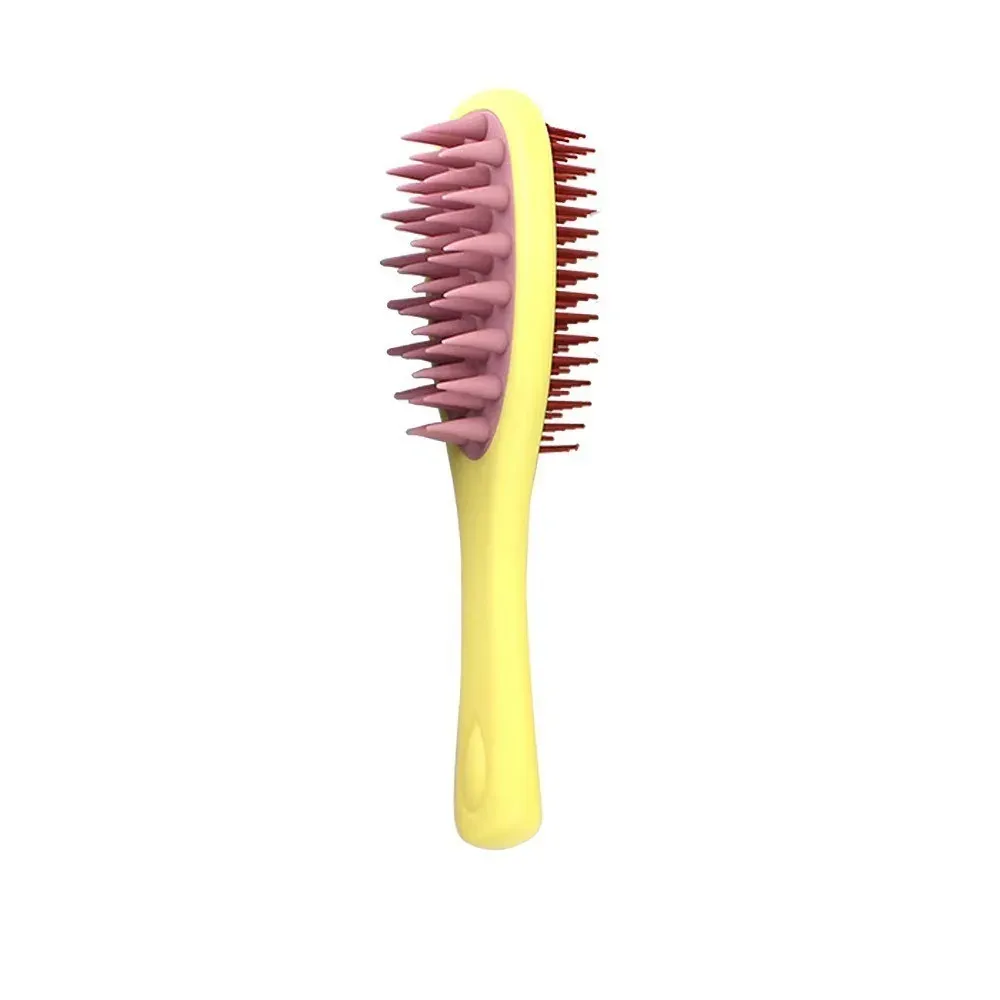 Peigne massant double face 2 en 1, brosse à shampoing en silicone à double rangée de dents, peigne de lavage du cuir chevelu à long manche pour soins capillaires 10