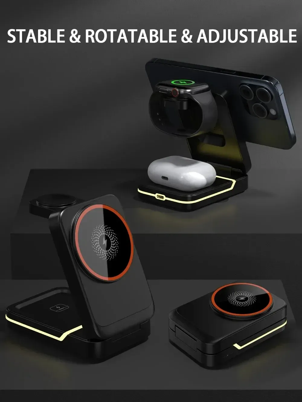Support de chargeur 3 en 1 en situation d'utilisation