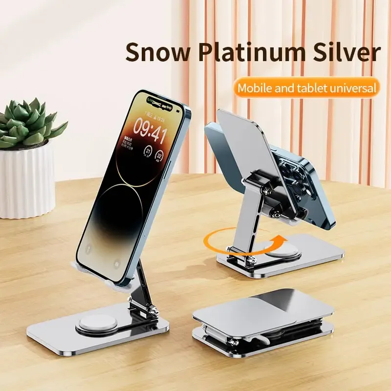 Support de téléphone de bureau pliable universel en alliage d'aluminium, support métallique pour iPhone 15 et 14 8