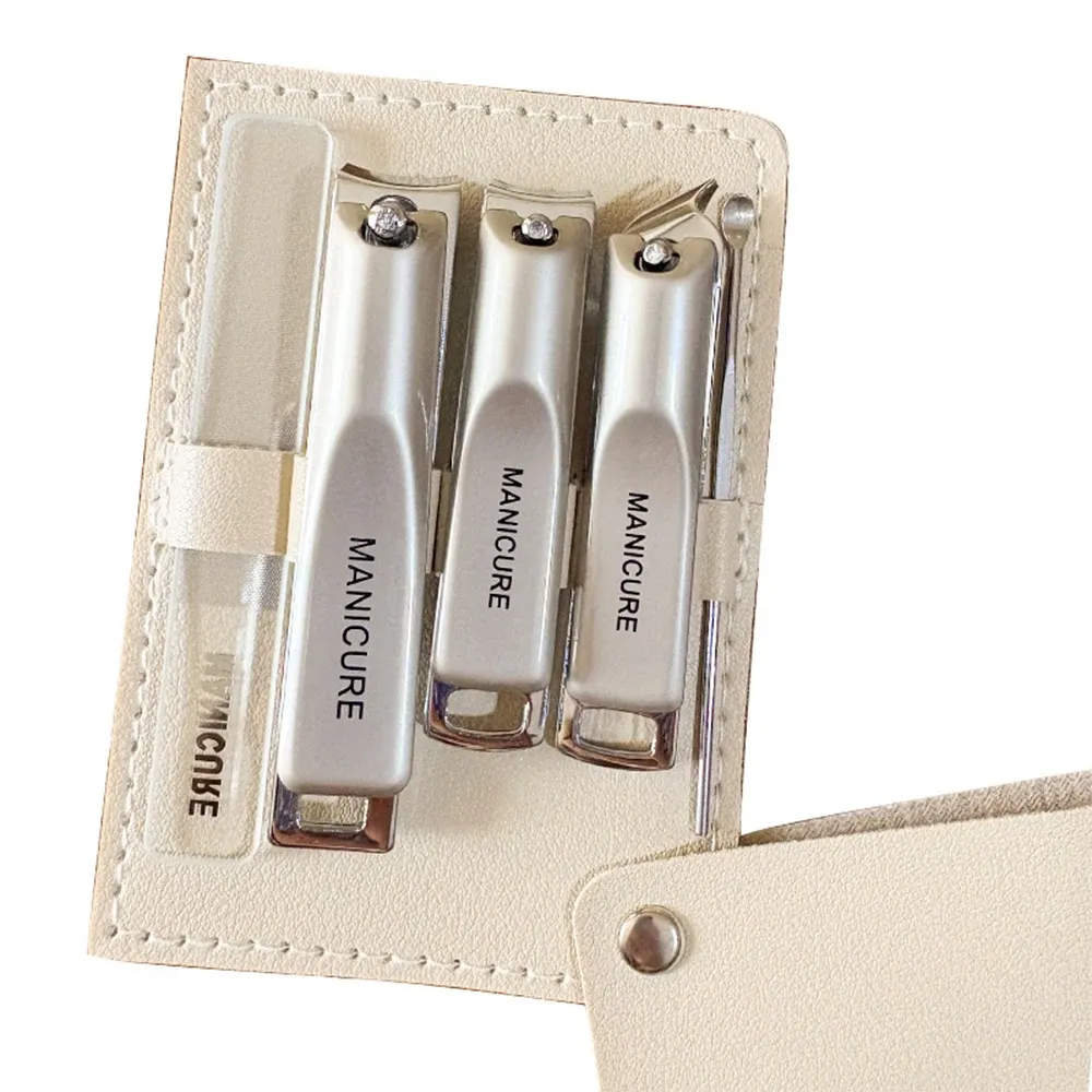 Kit professionnel de manucure et pédicure 5 pièces, comprenant coupe-ongles, lime à ongles et cure-oreille, avec étui de rangement portable 8