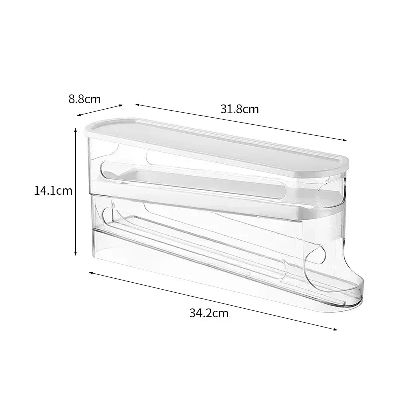 Boîte de rangement à œufs double couche pour réfrigérateur, avec distributeur à défilement automatique 3