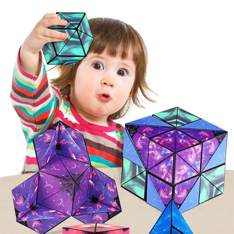 Cube magnétique géométrique transformable pour enfants, casse-tête 3D de décompression et d'entraînement cognitif - Image 1