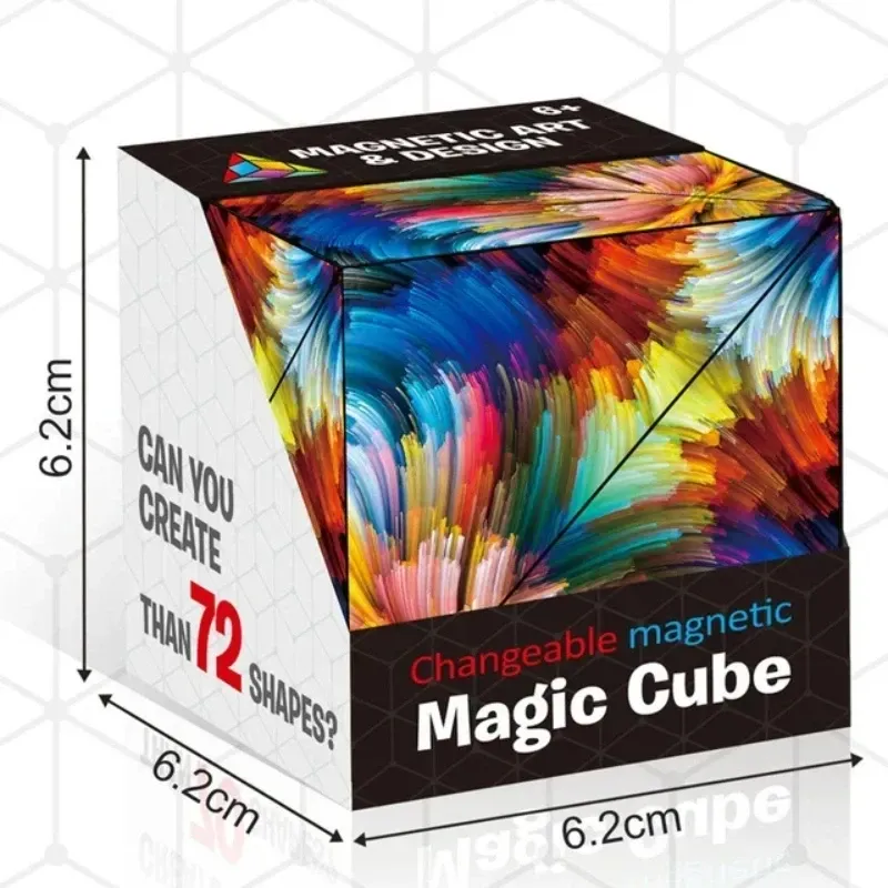 Cube magnétique géométrique transformable pour enfants, casse-tête 3D de décompression et d'entraînement cognitif 2