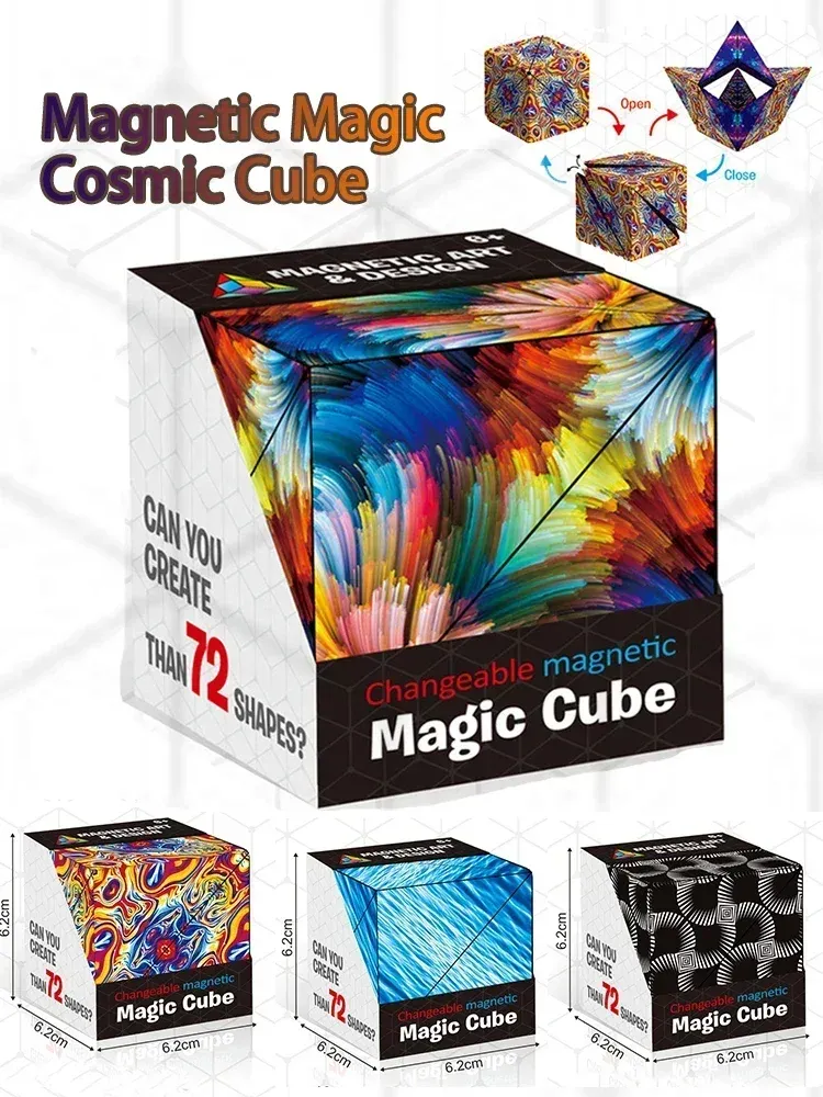 Cube magnétique géométrique transformable pour enfants, casse-tête 3D de décompression et d'entraînement cognitif 3