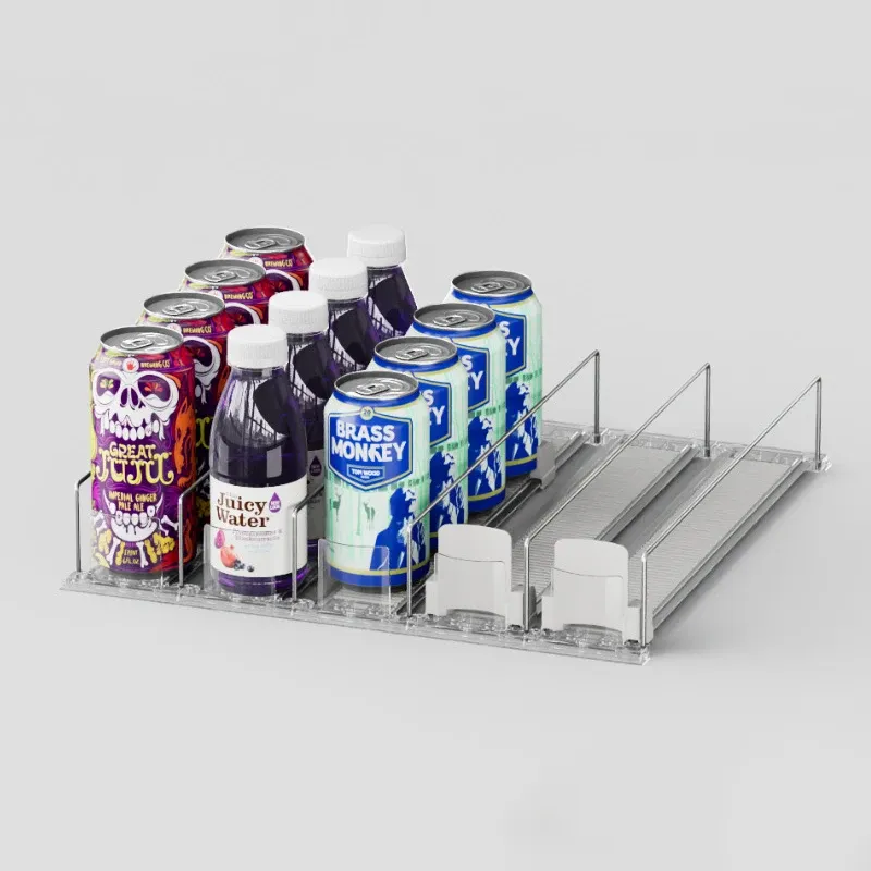 Organisateur transparent à glissière avec poussoir à ressort