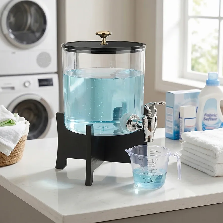 Distributeur de lessive pour buanderie, grand récipient de stockage de savon liquide avec gobelet doseur 1