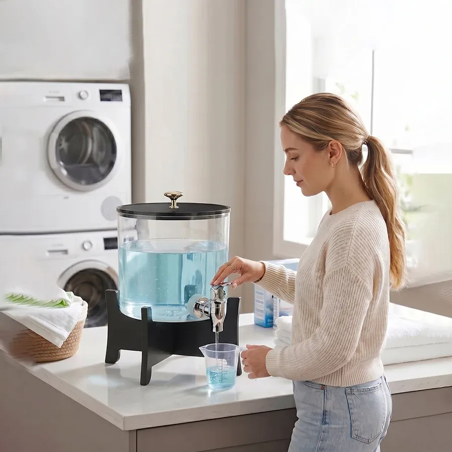 Distributeur de lessive pour buanderie, grand récipient de stockage de savon liquide avec gobelet doseur 3