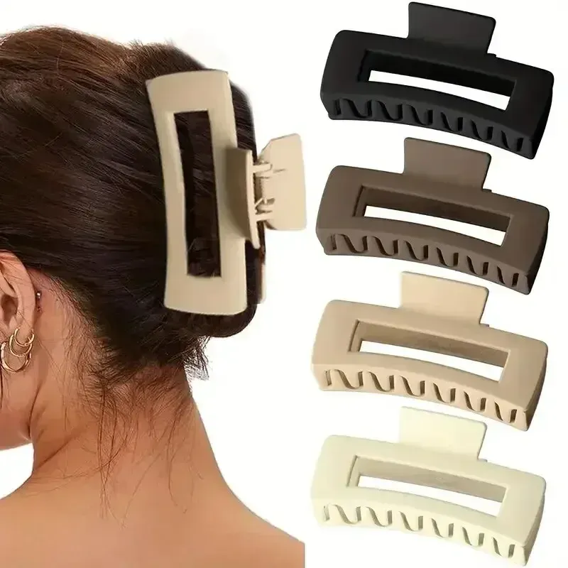 4 pinces à cheveux crocodile | Pinces antidérapantes extra larges pour cheveux épais | Ensemble d'accessoires pour cheveux unis, pour queue de cheval