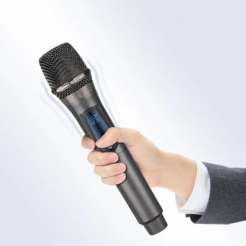Microphone sans fil UHF 2 canaux, micro portable professionnel 5
