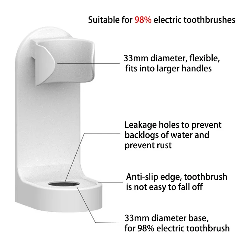 Porte-brosse à dents électrique sans trace pour salle de bain, support mural compatible avec la plupart des modèles 4