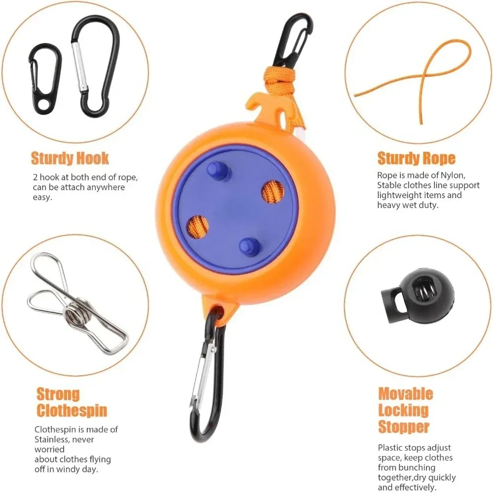 Corde à linge rétractable en situation de camping