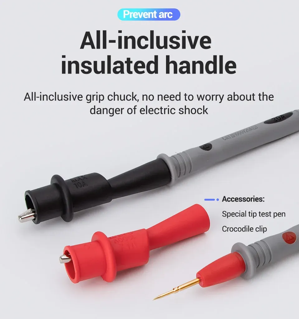 Sonde universelle en silicone pour multimètre numérique, 20 A, 1000 V, avec fils de test et pointe de sonde pour multimètre Fluke 6