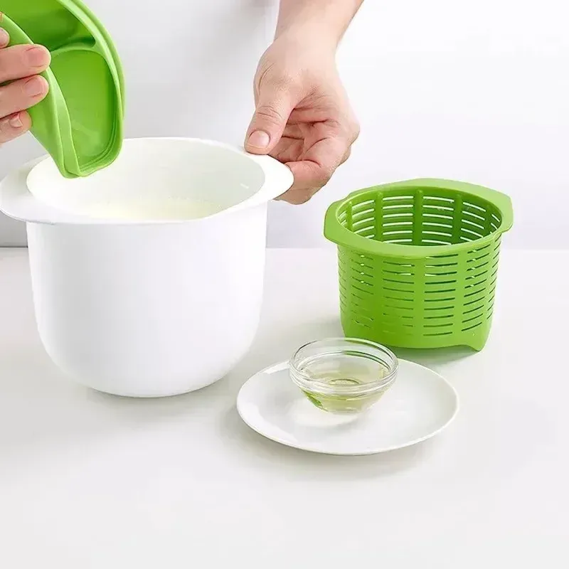 Four à micro-ondes en silicone, machine à fromage frais, seau filtrant de vidange de lactosérum, avec recette de fromage, gadgets de cuisine, bricolage - Image 1