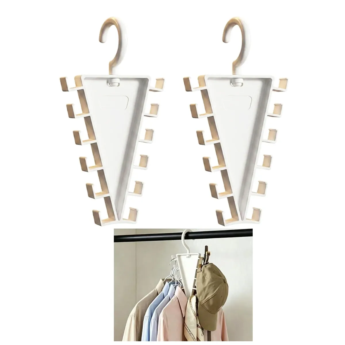Lot de 2, 4 ou 8 crochets multi-usages en V pour penderie, organisateur de placard à 12 crochets, gain de place 7