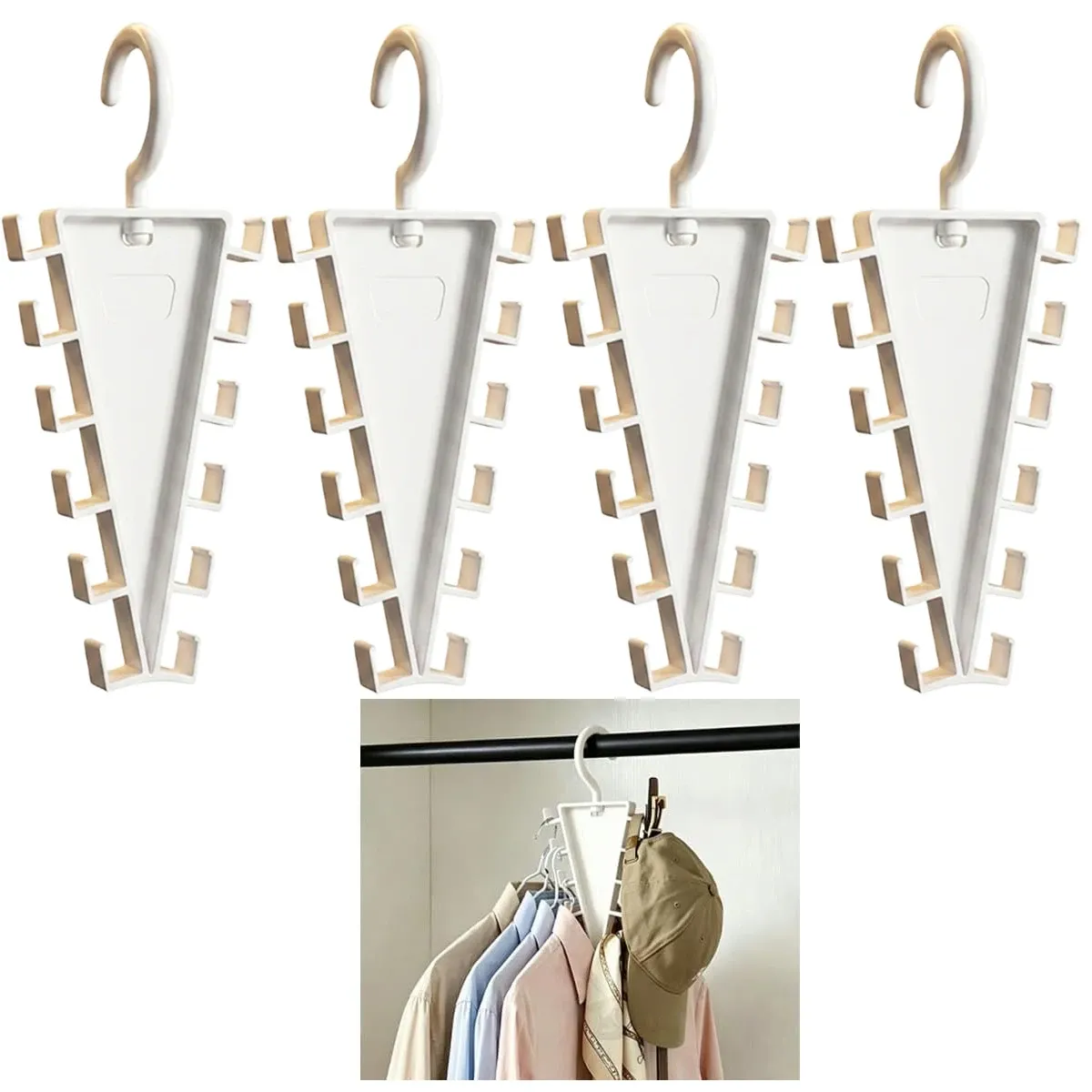 Lot de 2, 4 ou 8 crochets multi-usages en V pour penderie, organisateur de placard à 12 crochets, gain de place 8