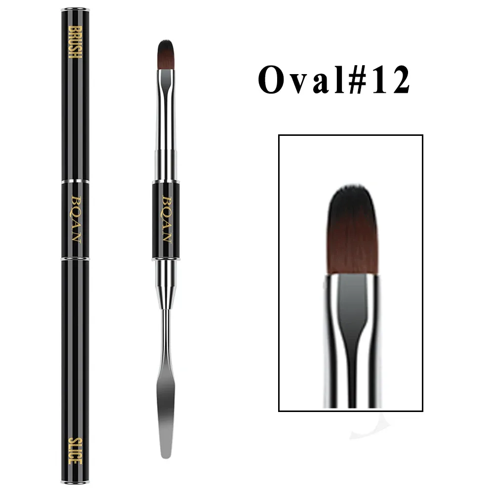Pinceau à ongles ovale avec spatule pour gel UV et acrylique, usage professionnel en salon de manucure 3