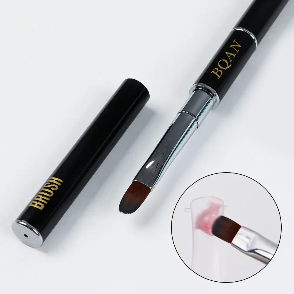 Pinceau à ongles ovale avec spatule pour gel UV et acrylique, usage professionnel en salon de manucure 5