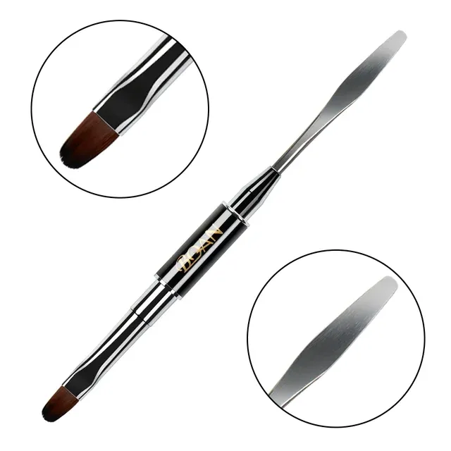 Pinceau à ongles ovale avec spatule pour gel UV et acrylique, usage professionnel en salon de manucure 9