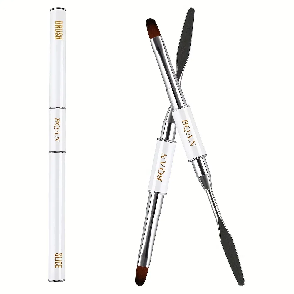 Pinceau à ongles ovale avec spatule pour gel UV et acrylique, usage professionnel en salon de manucure 8