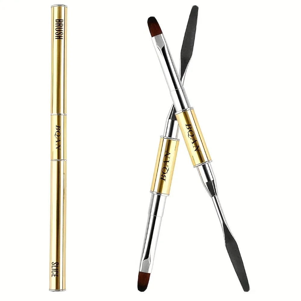Pinceau à ongles ovale avec spatule pour gel UV et acrylique, usage professionnel en salon de manucure 7