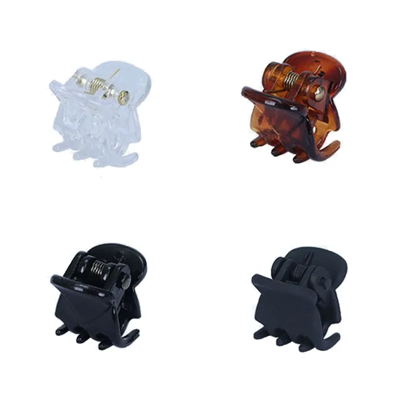Mini pinces à cheveux en plastique transparent, noir et marron, lot de 10, 1,0 à 1,5 cm, accessoires de coiffure pour femmes et enfants 3