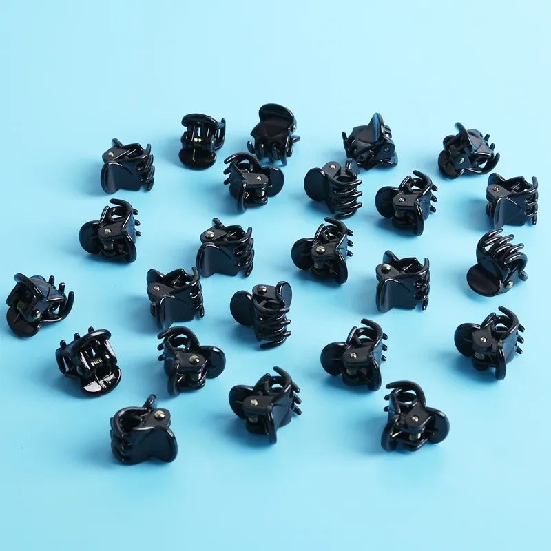 Mini pinces à cheveux en plastique transparent, noir et marron, lot de 10, 1,0 à 1,5 cm, accessoires de coiffure pour femmes et enfants 2