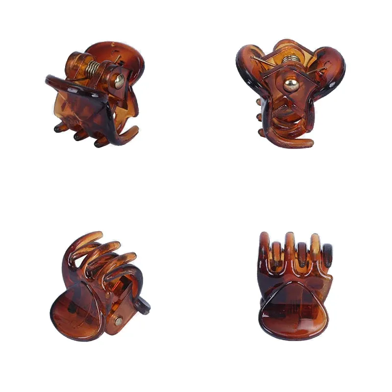 Mini pinces à cheveux en plastique transparent, noir et marron, lot de 10, 1,0 à 1,5 cm, accessoires de coiffure pour femmes et enfants 4