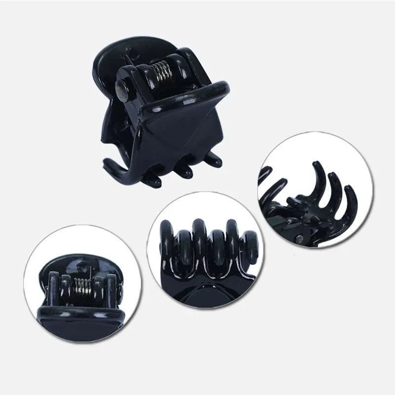 Mini pinces à cheveux en plastique transparent, noir et marron, lot de 10, 1,0 à 1,5 cm, accessoires de coiffure pour femmes et enfants 5