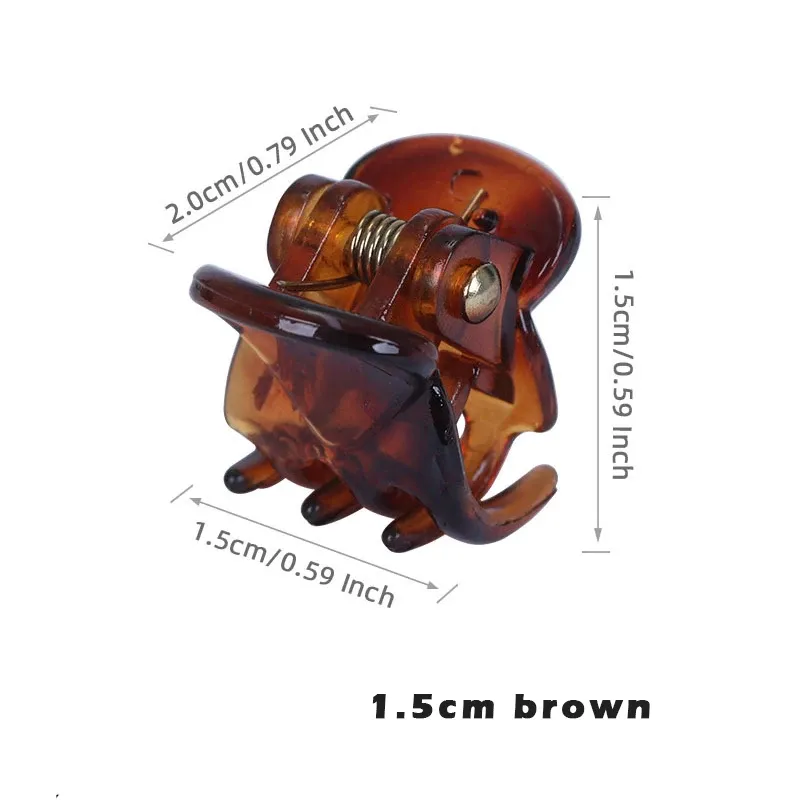 Mini pinces à cheveux en plastique transparent, noir et marron, lot de 10, 1,0 à 1,5 cm, accessoires de coiffure pour femmes et enfants 16