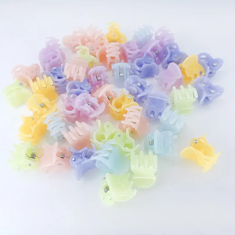Mini pinces à cheveux en plastique transparent, noir et marron, lot de 10, 1,0 à 1,5 cm, accessoires de coiffure pour femmes et enfants 13