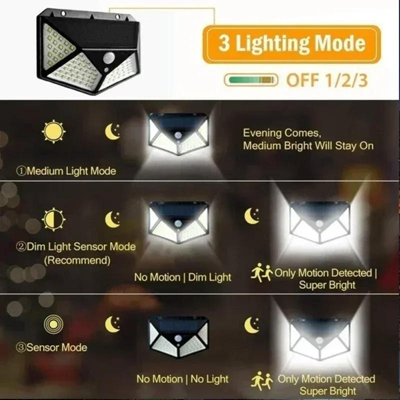 The title is already in French, so I'll give a cleaner, more professional version:

Applique Murale LED 100 LED avec Détecteur de Mouvement, Luminaire d'Extérieur pour Jardin ou Allée, Lot de 1 ou 2 3