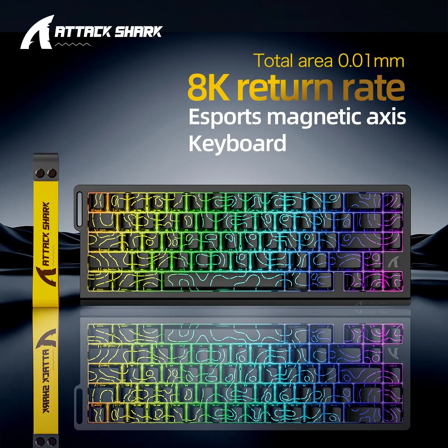 ATTACK SHARK X68HE X68Pro Clavier mécanique magnétique pour gaming pro, déclenchement rapide 0,01 mm, taux de scrutation 8000 Hz, SOCD/RS 0,125 ms, 128K 2