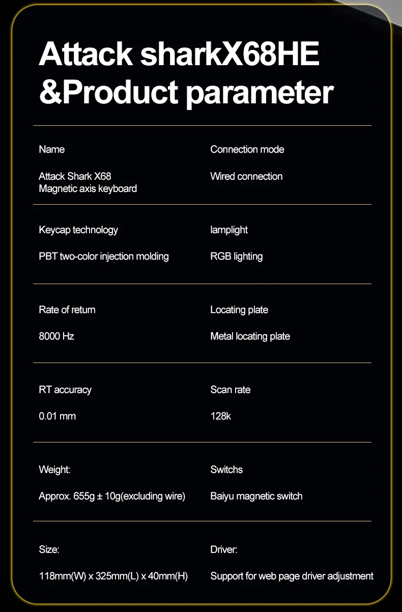 ATTACK SHARK X68 vue finale