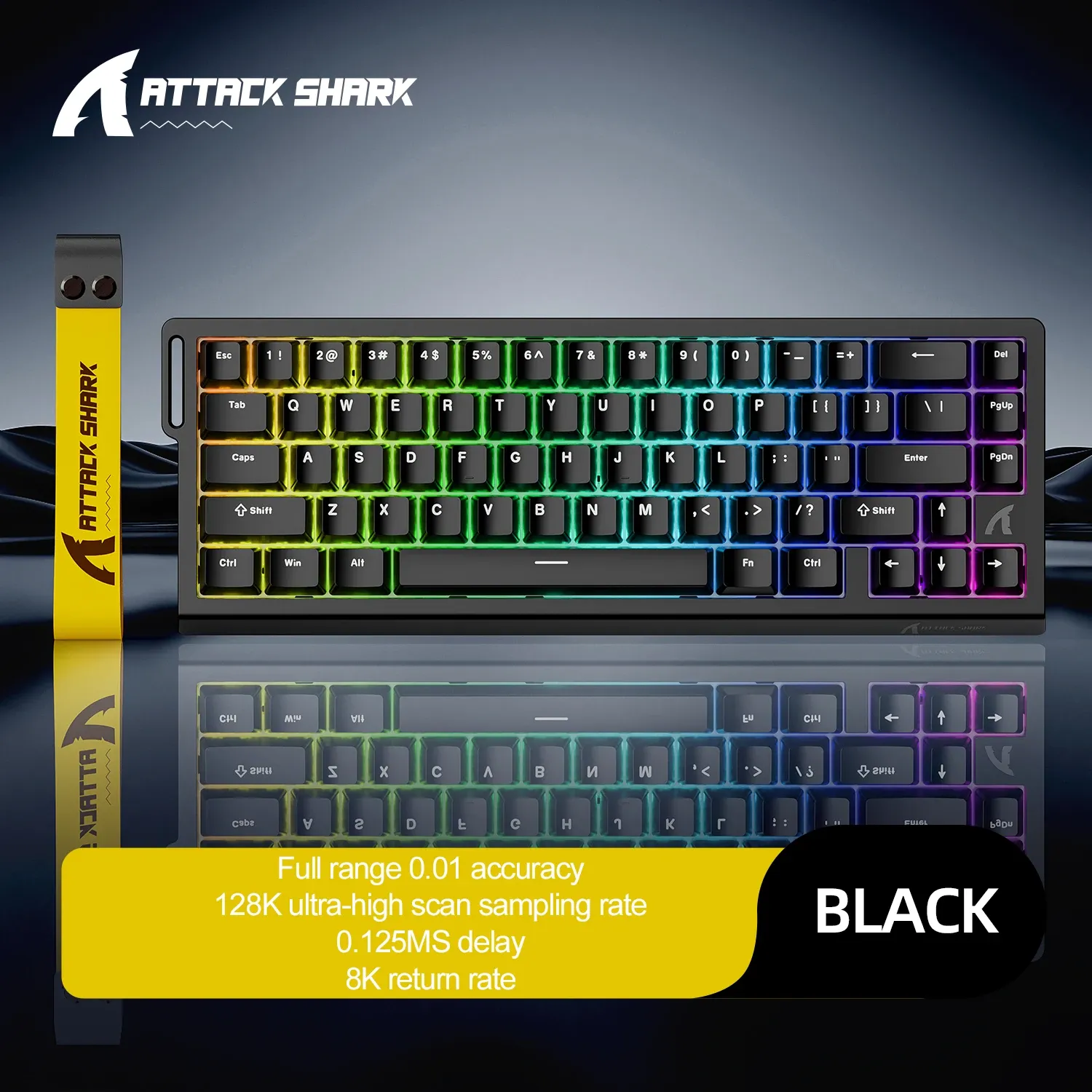 ATTACK SHARK X68HE X68Pro Clavier mécanique magnétique pour gaming pro, déclenchement rapide 0,01 mm, taux de scrutation 8000 Hz, SOCD/RS 0,125 ms, 128K 15
