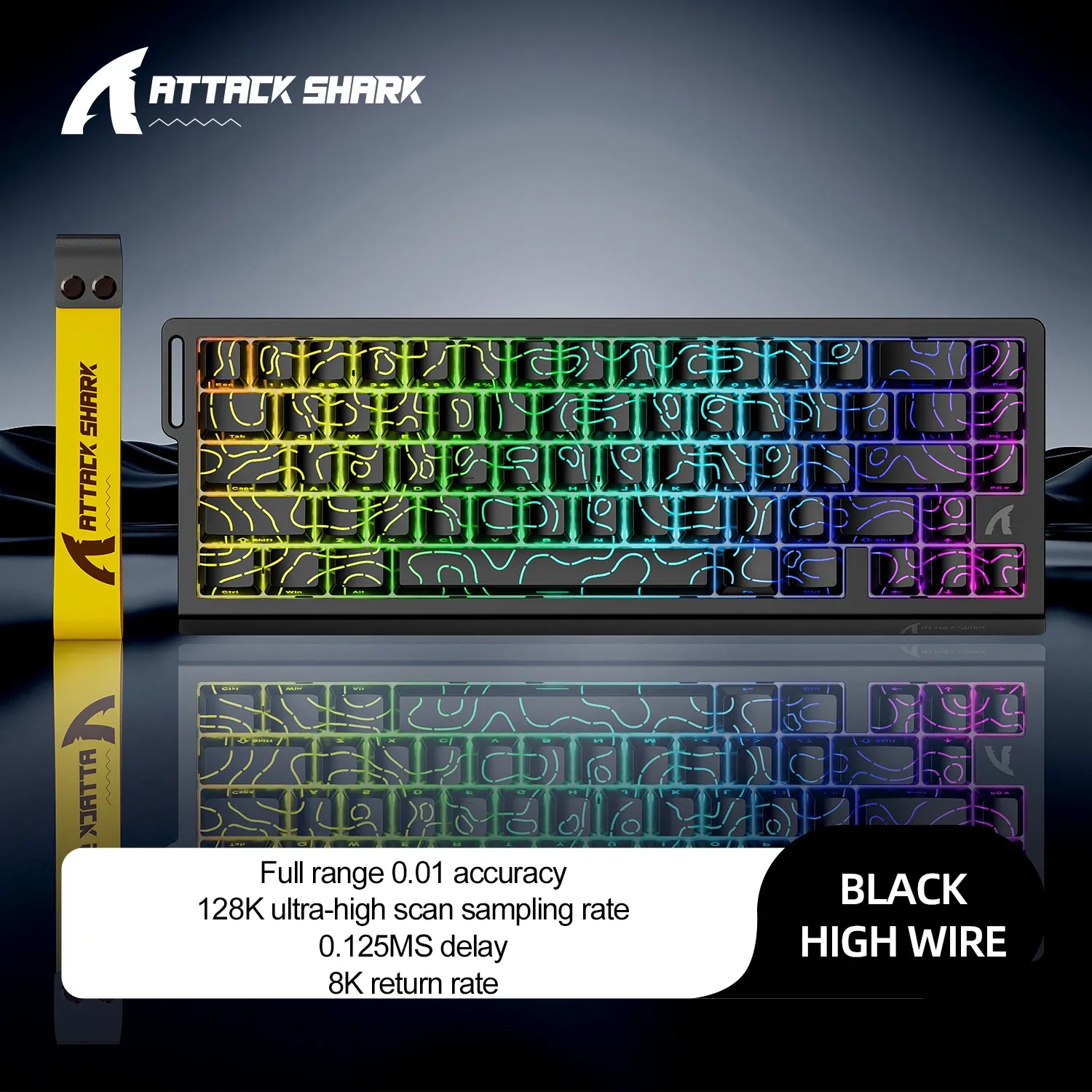 ATTACK SHARK X68HE X68Pro Clavier mécanique magnétique pour gaming pro, déclenchement rapide 0,01 mm, taux de scrutation 8000 Hz, SOCD/RS 0,125 ms, 128K 14