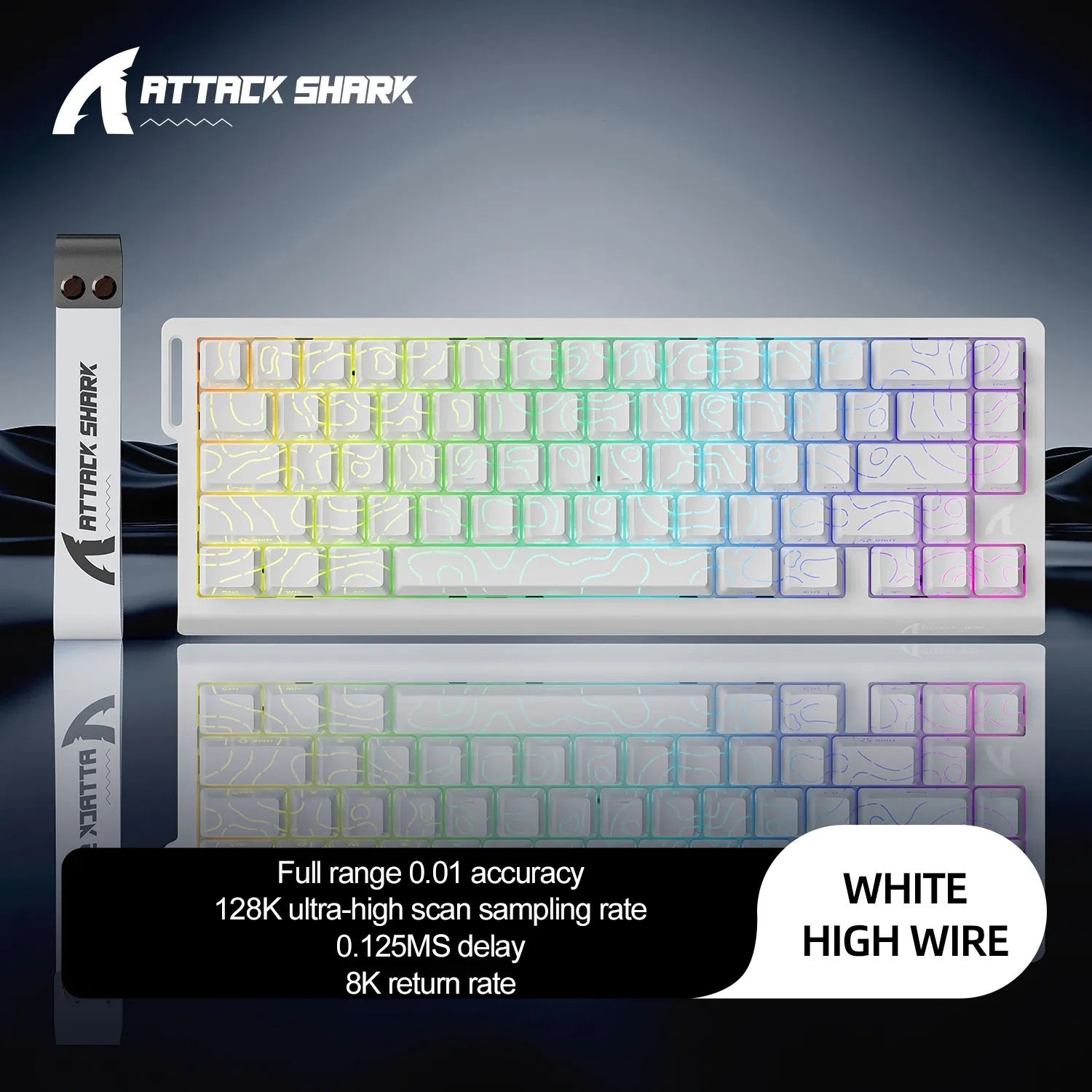 ATTACK SHARK X68HE X68Pro Clavier mécanique magnétique pour gaming pro, déclenchement rapide 0,01 mm, taux de scrutation 8000 Hz, SOCD/RS 0,125 ms, 128K 13