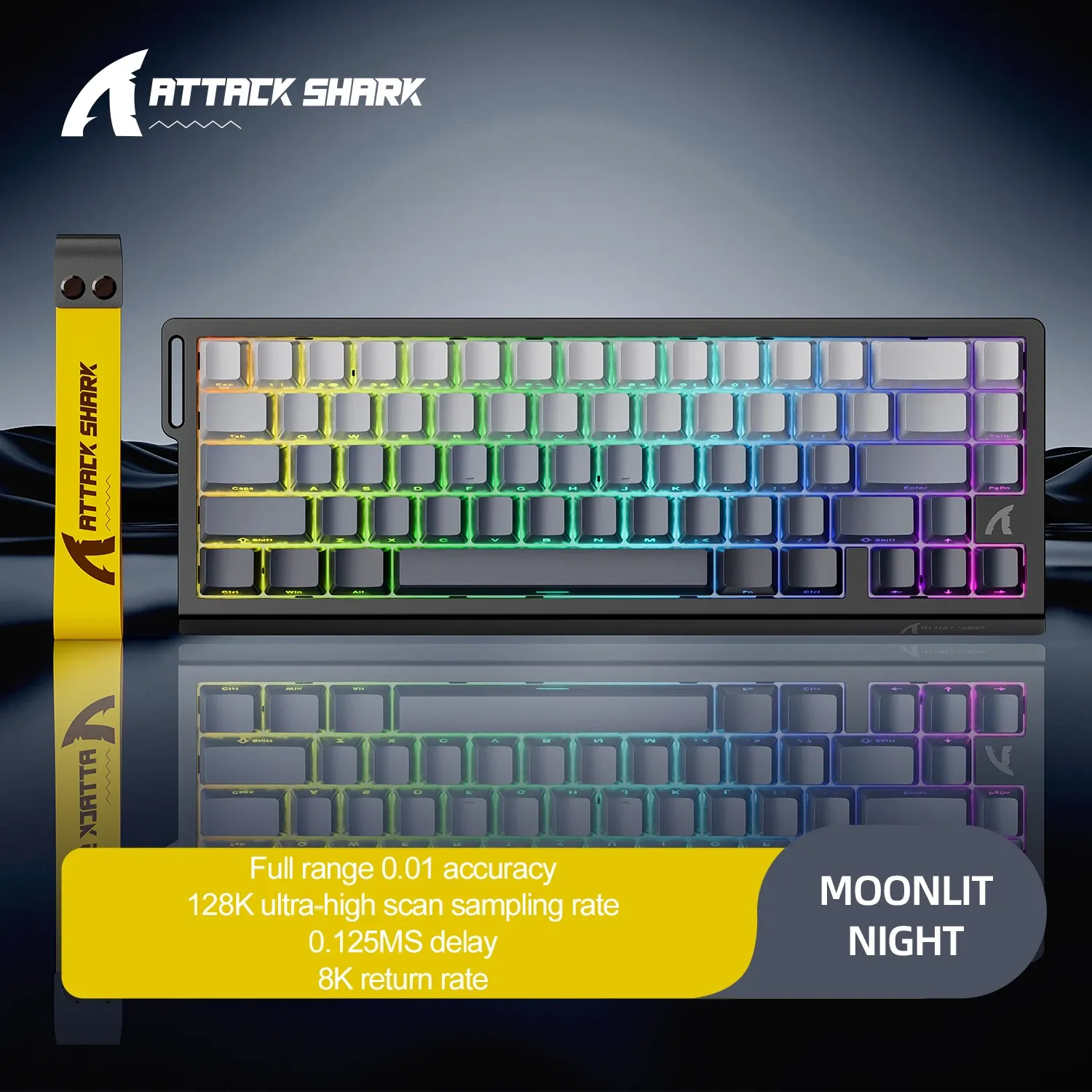 ATTACK SHARK X68HE X68Pro Clavier mécanique magnétique pour gaming pro, déclenchement rapide 0,01 mm, taux de scrutation 8000 Hz, SOCD/RS 0,125 ms, 128K 12