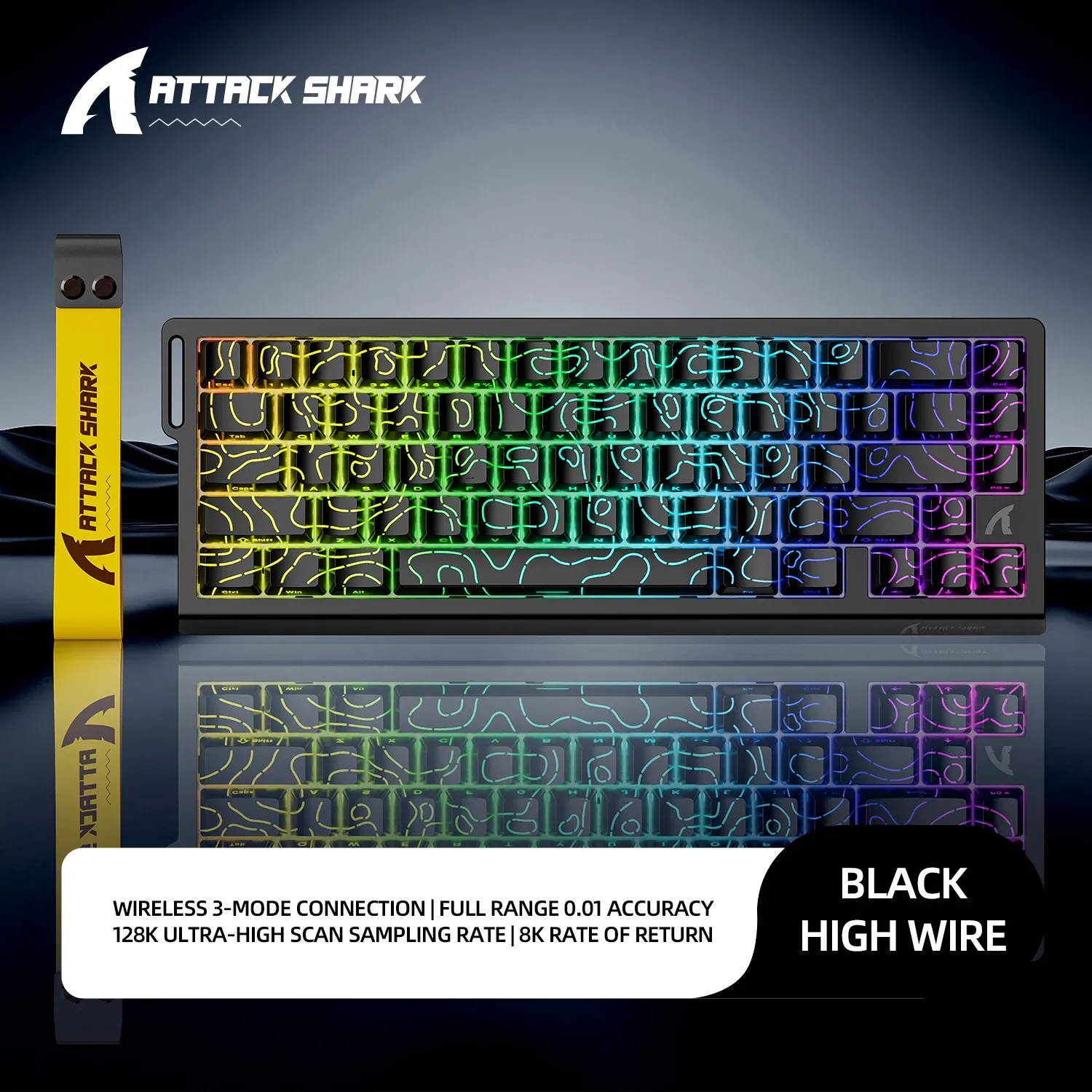 ATTACK SHARK X68HE X68Pro Clavier mécanique magnétique pour gaming pro, déclenchement rapide 0,01 mm, taux de scrutation 8000 Hz, SOCD/RS 0,125 ms, 128K 10