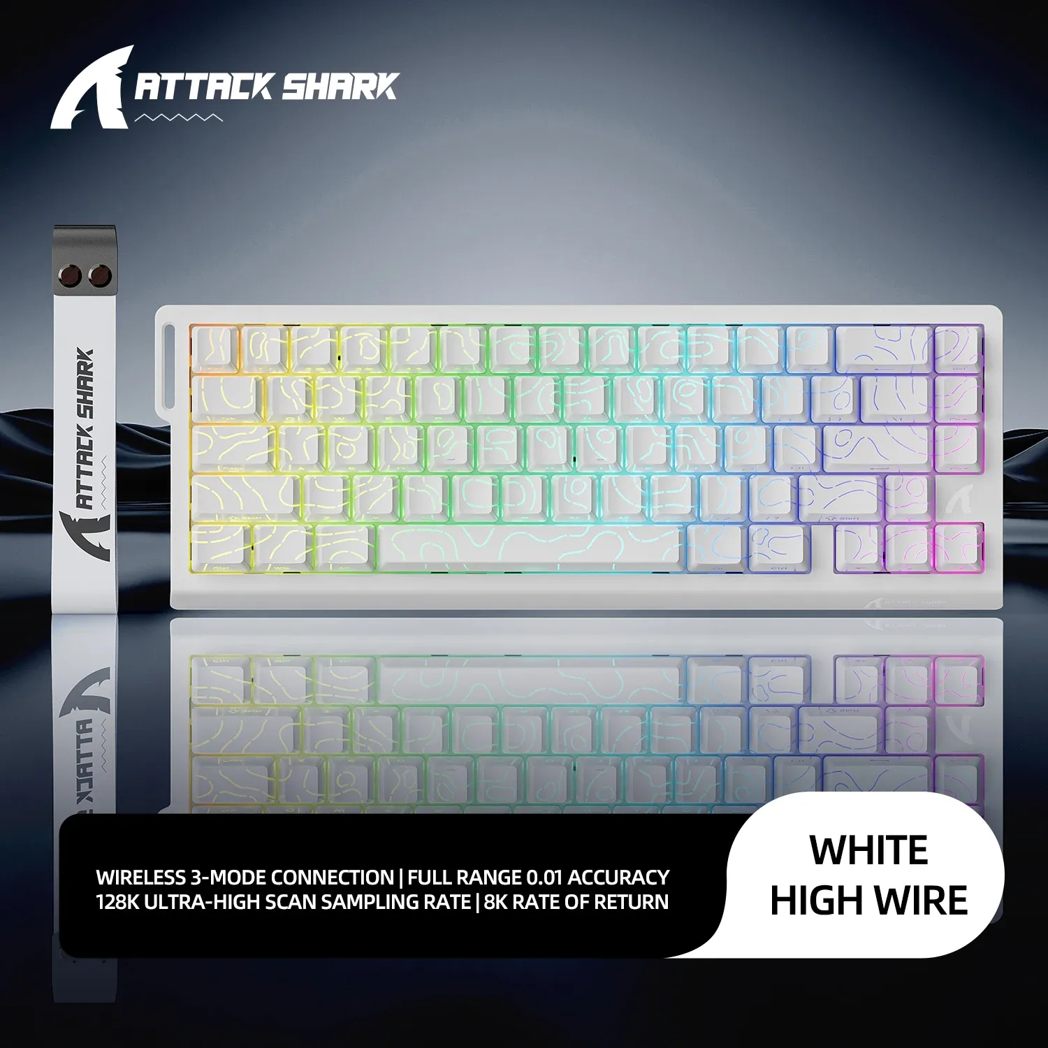 ATTACK SHARK X68HE X68Pro Clavier mécanique magnétique pour gaming pro, déclenchement rapide 0,01 mm, taux de scrutation 8000 Hz, SOCD/RS 0,125 ms, 128K 9